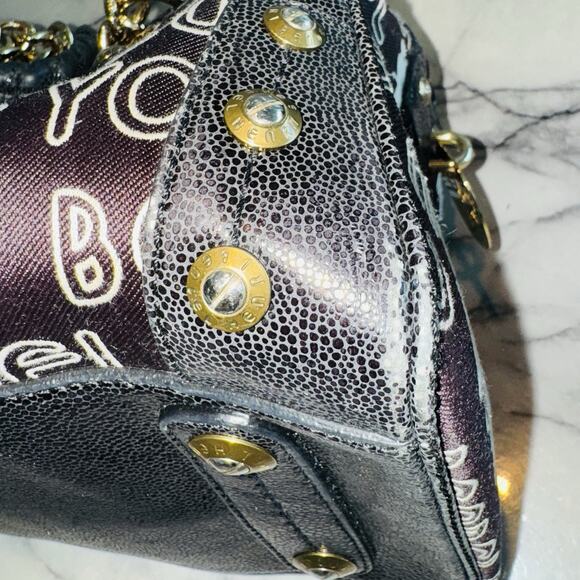 Henri Bendel Signature Brown Logo Speedy Satchel Large Handbag 13"x7x8 Gold - Picture 12 of 13